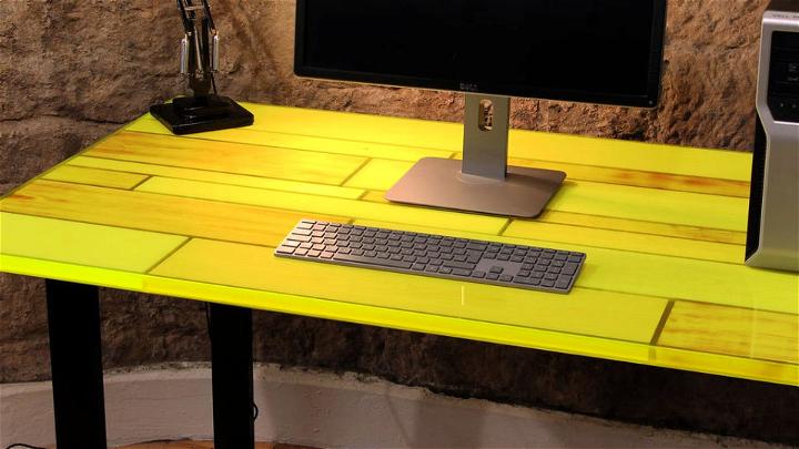 DIY Neon Resin Plank Table Top