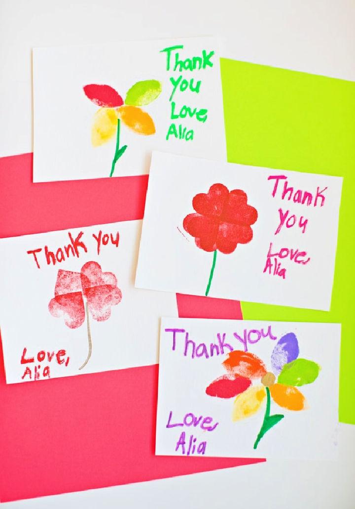 Easy Stamped Flower Thank You Cards for Kids