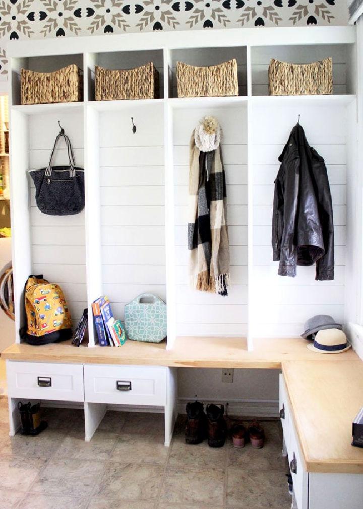 Entryway Bench with Locker Style Cubbies