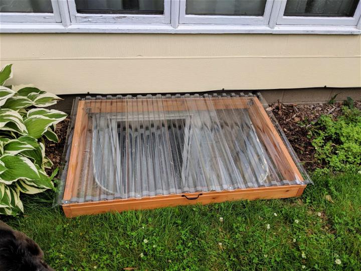 Framed Cedar Egress Window Cover