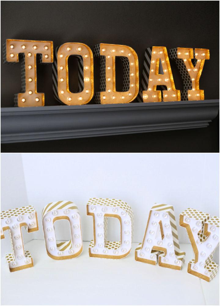 Gold and Glitter Marquee Letters