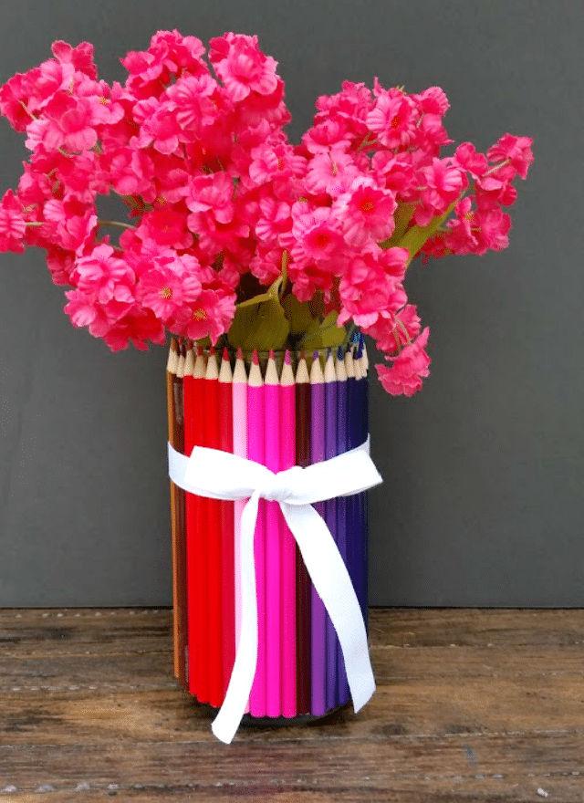 Homemade Colored Pencil Vase
