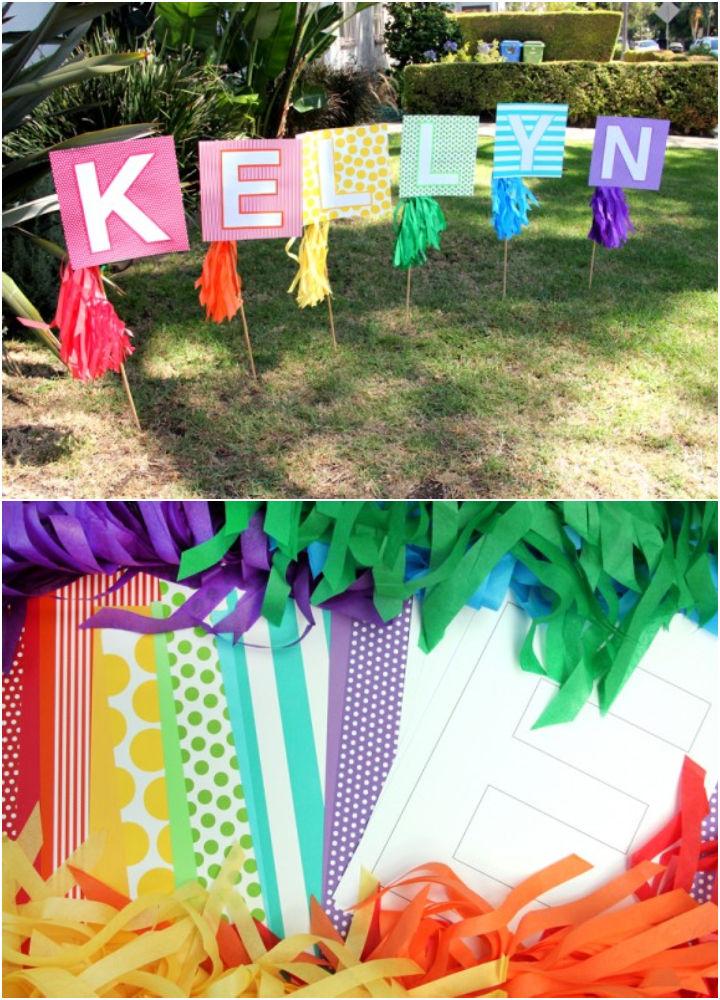 Homemade Rainbow Birthday Lawn Sign