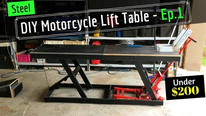 Motorcycle Hydraulic Lift Table From Old Shelving