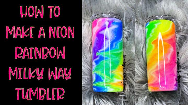 Neon Rainbow Milky Way Glitter Tumbler