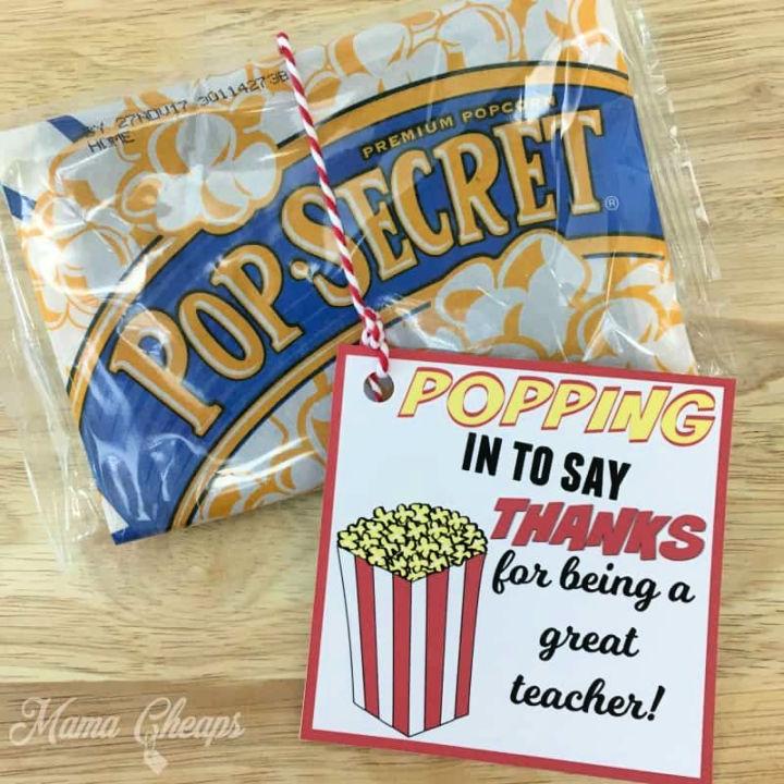 Printable Popcorn Themed Teacher Gift
