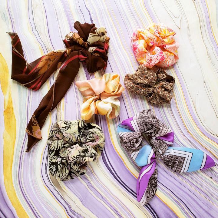 Scrunchies from Vintage Scarves