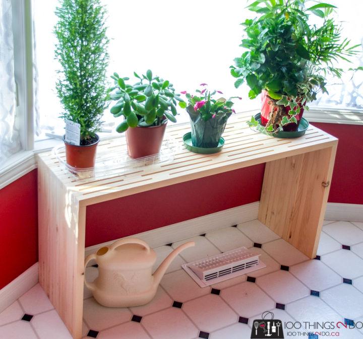 Slatted Plant Stand for a Bay Window