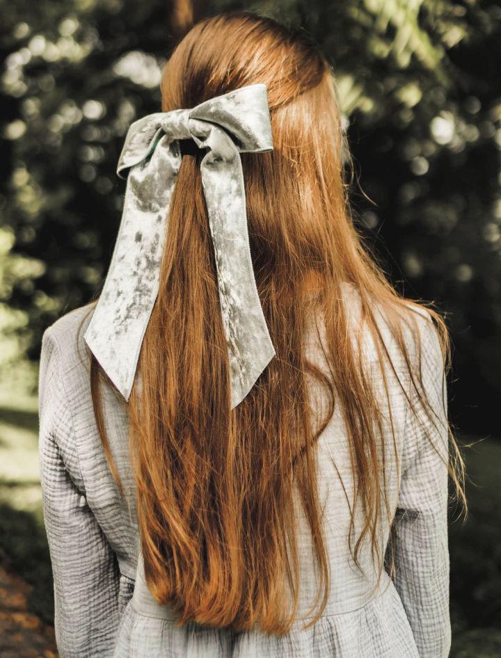 Cottage Core Hair Bow Using Velvet Ribbon