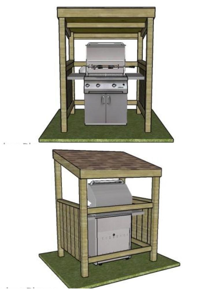 Free Wooden BBQ Grill Shelter Plan