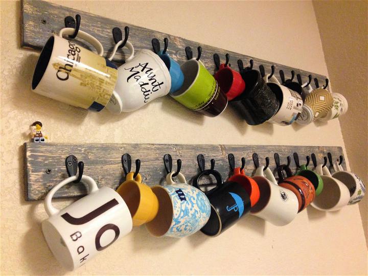 Hanging Coffee Mug Rack Using Hooks
