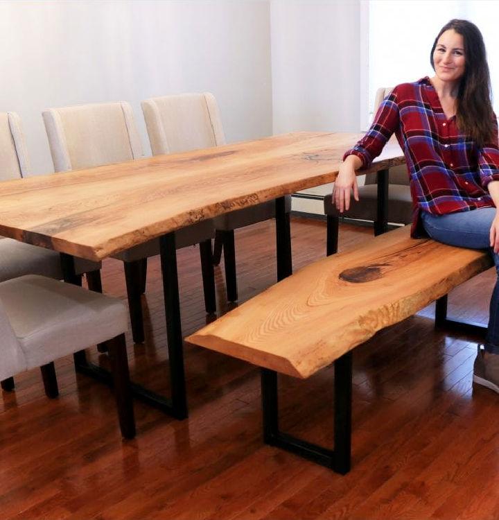 Live Edge Bench with Metal Legs