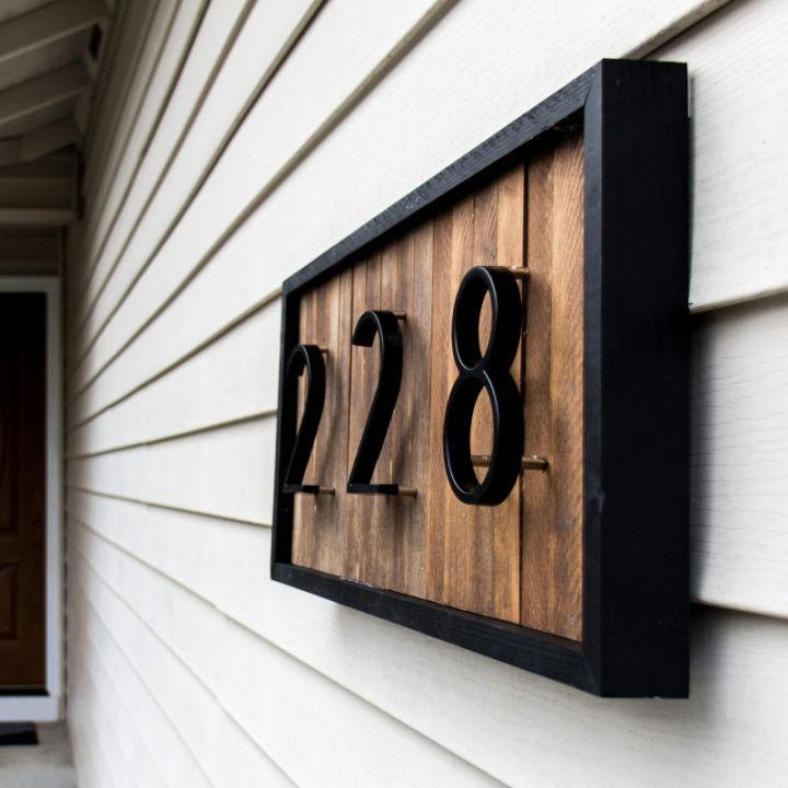 Modern House Number Sign with Wood Shims