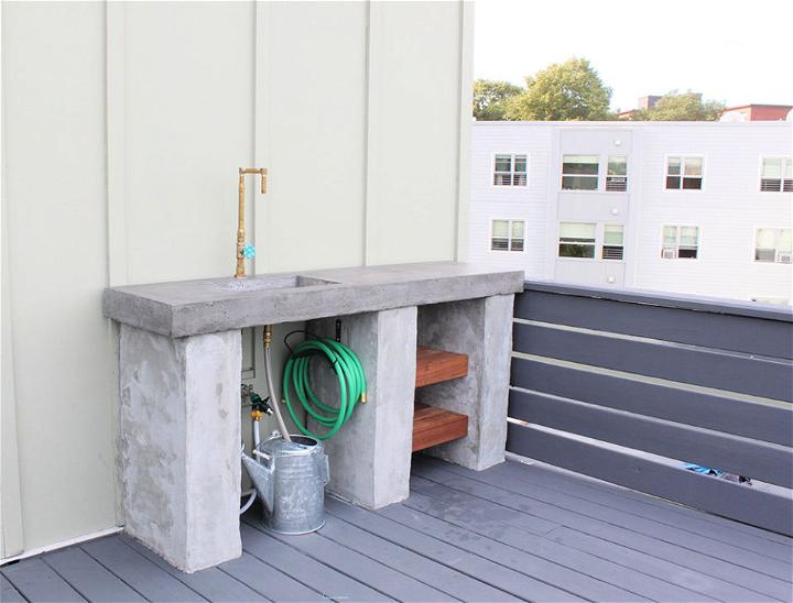Outdoor Concrete Countertop with Cinder Block