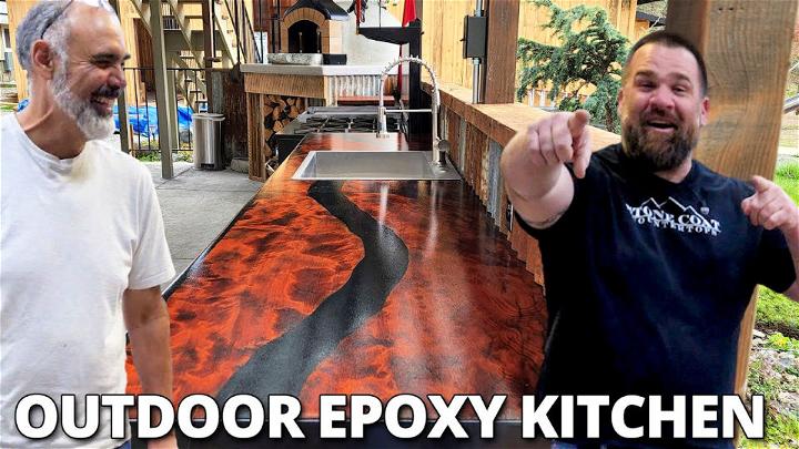 Outdoor Kitchen Epoxy River Table Countertop