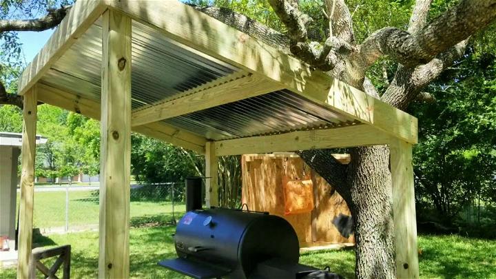 Ultimate BBQ Pit Deck With Slant Roof Cover