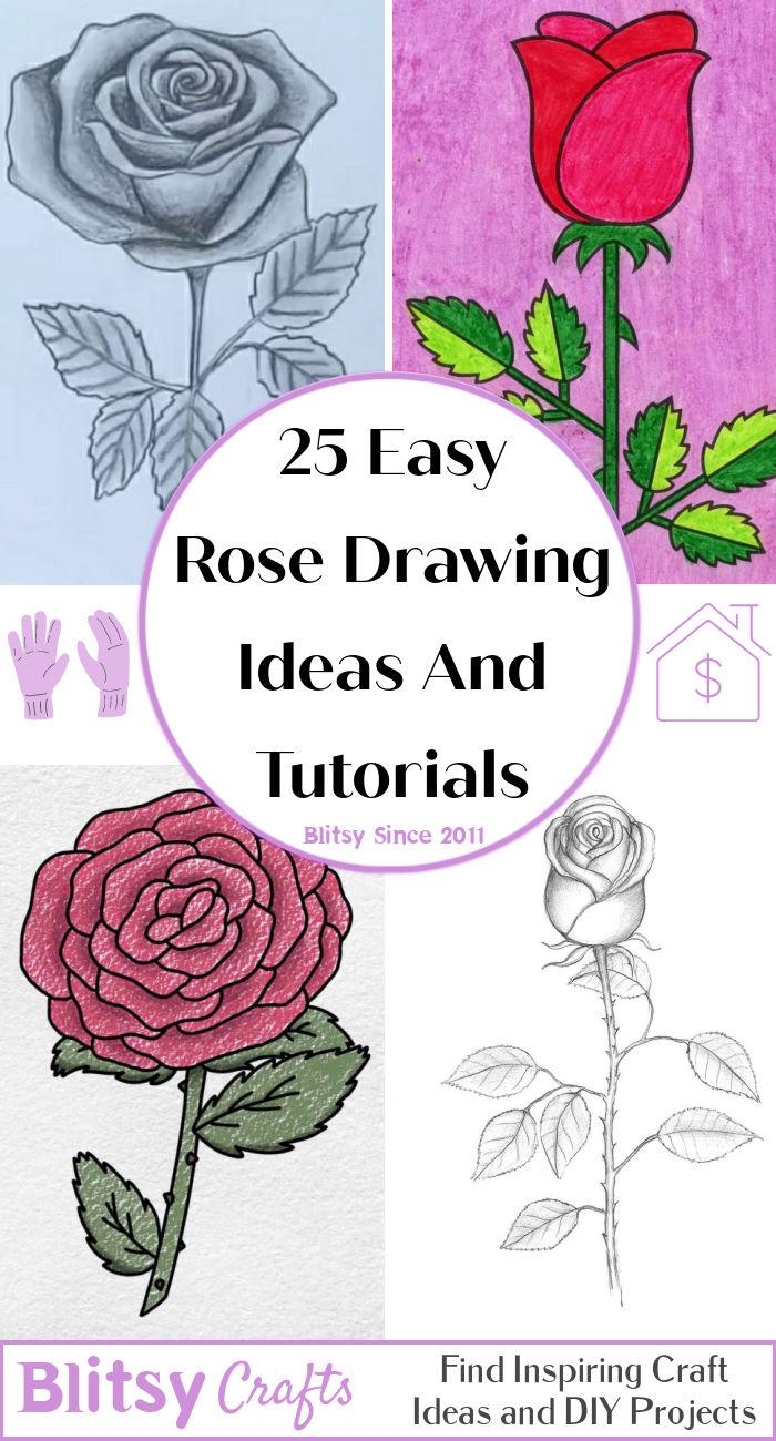 How to Draw a Rose (Step by Step) - HelloArtsy