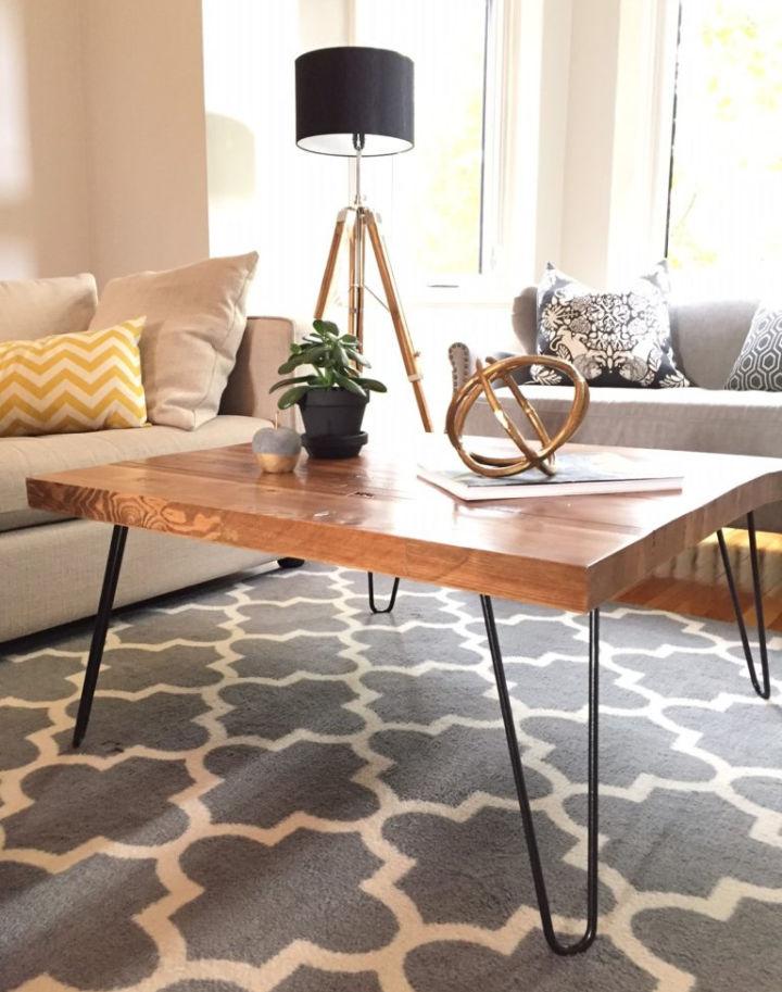 Butcher Block Coffee Table with Hairpin Leg