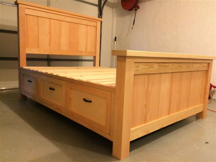 Homemade Farmhouse Storage Bed With Drawers