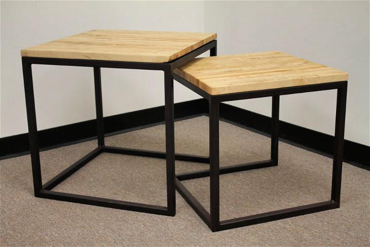 Nested Cube Butcher Block Tables