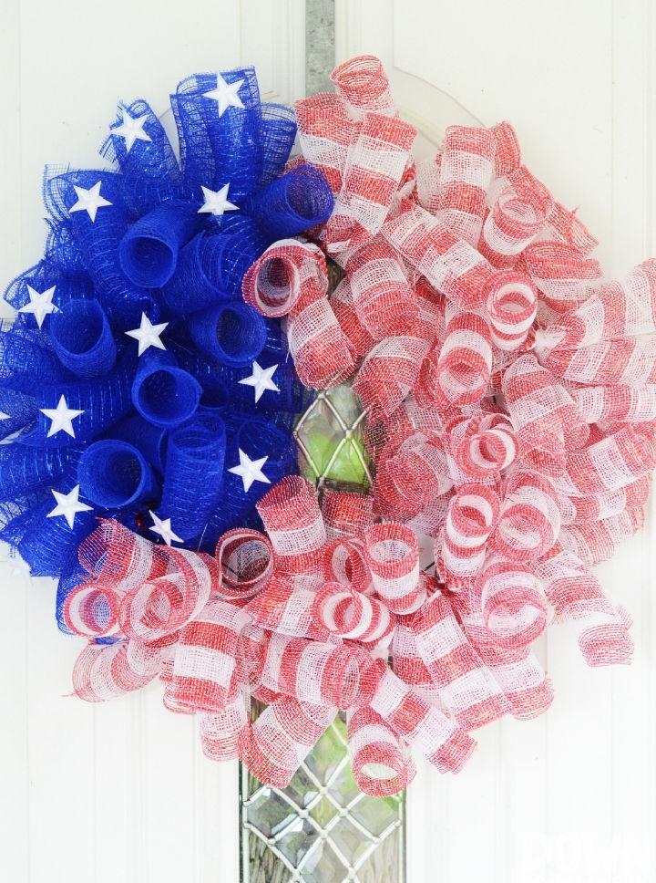 American Flag Wreath Out of Mesh
