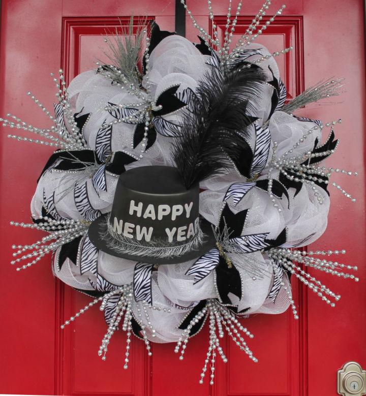 Creative New Year Celebration Mesh Wreath