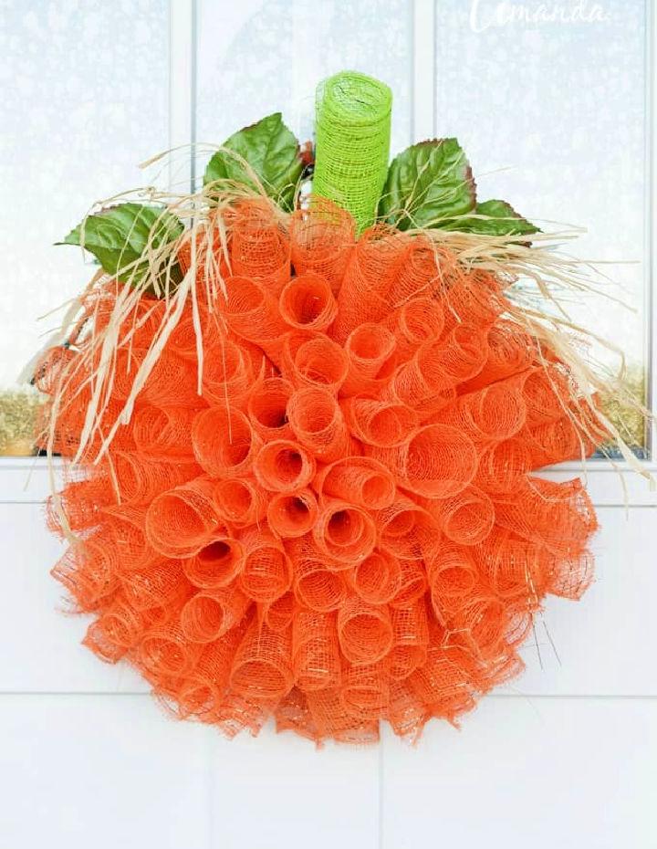 DIY Deco Mesh Pumpkin Wreath