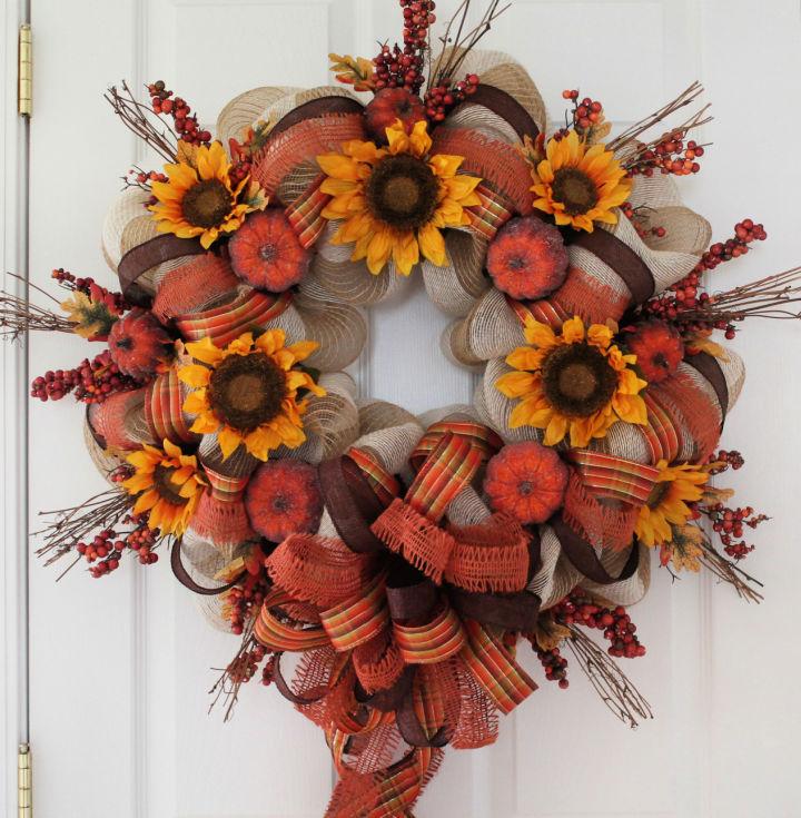 Handmade Fall Wreath Using Mesh