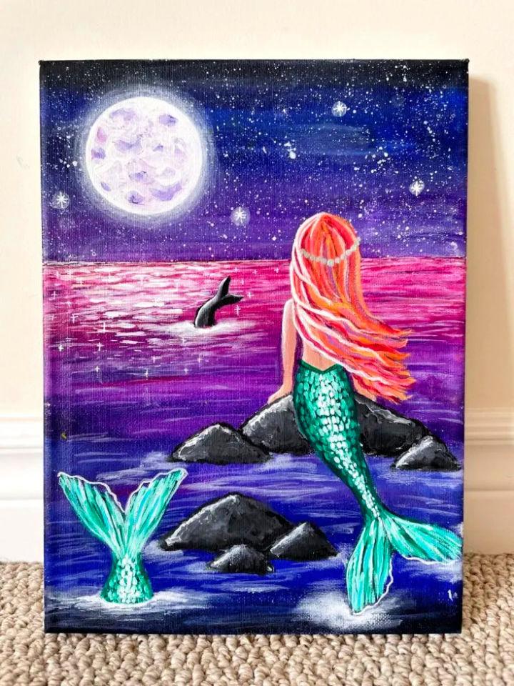 DIY Mermaid Painting With Night Ocean
