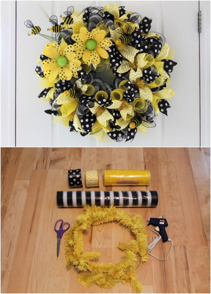 Easy DIY Spring Wreath Made with Mesh