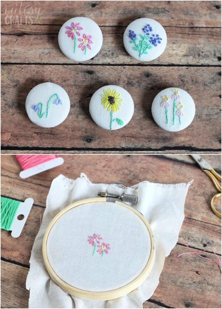 Fridge Magnets with Flower Embroidery Patterns