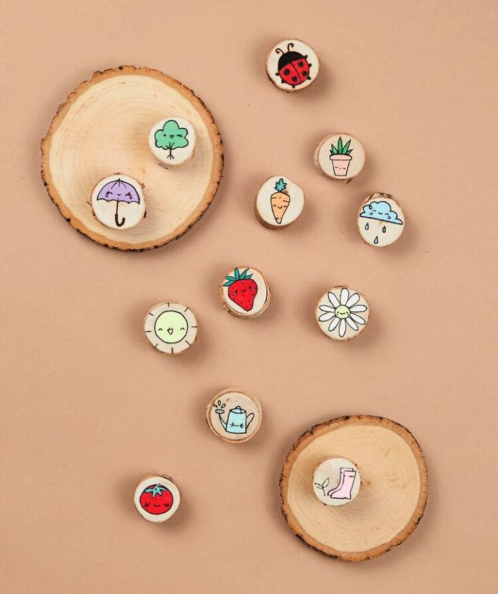 Mini Wood Slices Magnets for Fridge Decoration