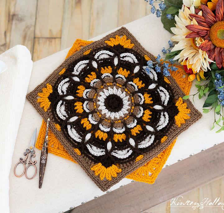 Beautiful Crochet Autumn Radiance Sunflower Square Pattern