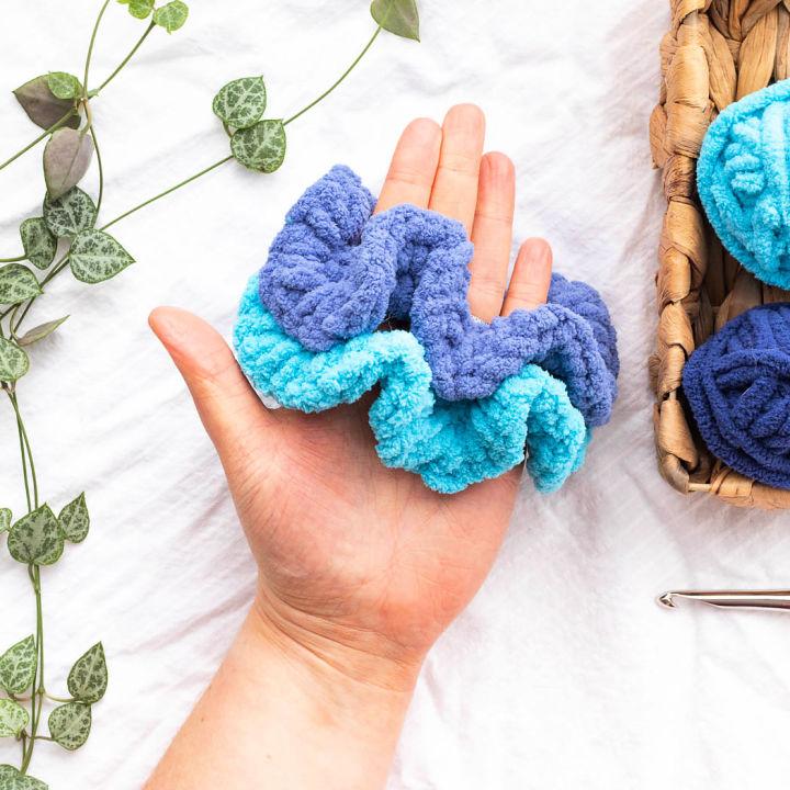 Free Crochet Blanket Yarn Hair Scrunchie Pattern
