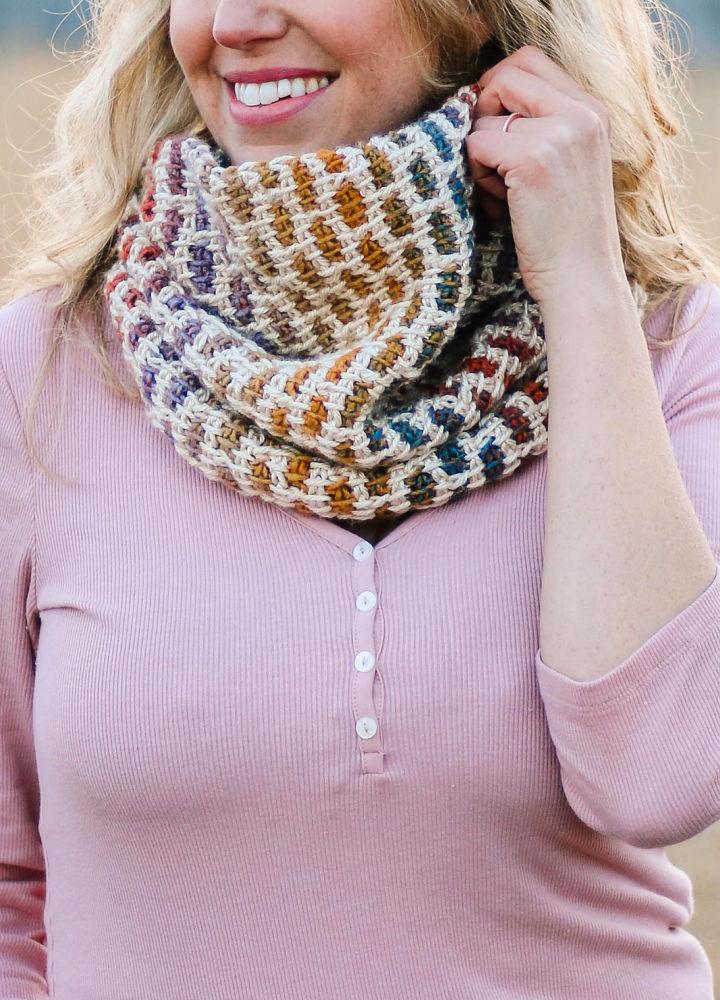 Brick Stitch Tunisian Crochet Cowl Pattern