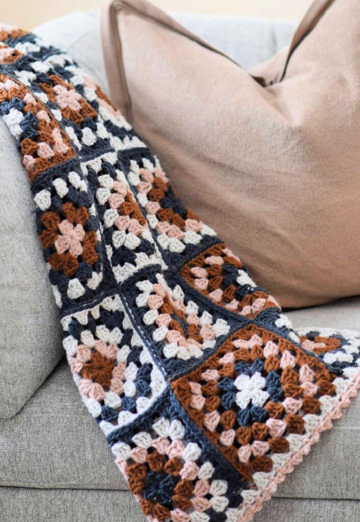 Crochet Color Granny Square Blanket Pattern