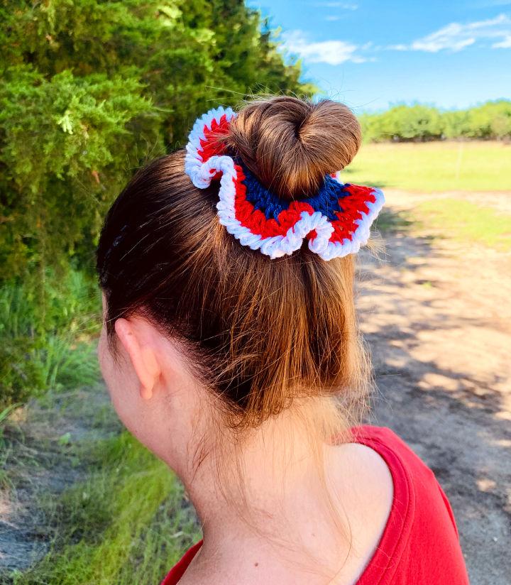 Crochet 4th of July Hair Scrunchie Pattern