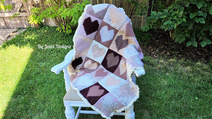 Crochet All My Love Heart Square Baby Blanket