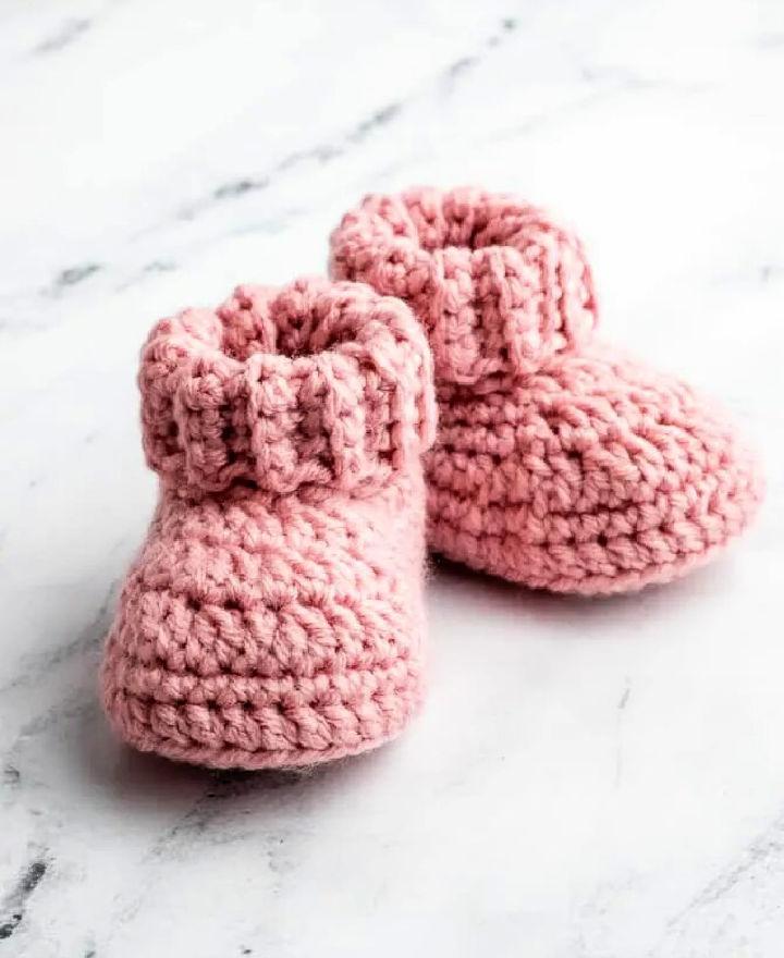Crochet Baby Booties With Folded Cuff - Free Pattern