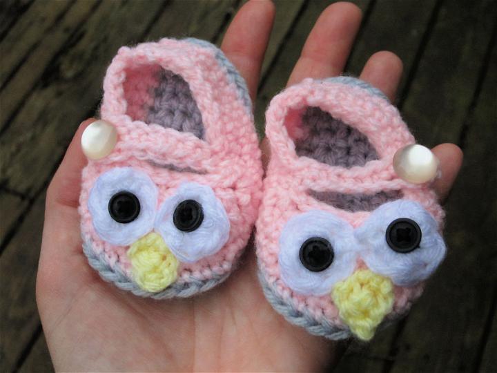 Crochet Baby Owl Booties Pattern - 0-3 Months