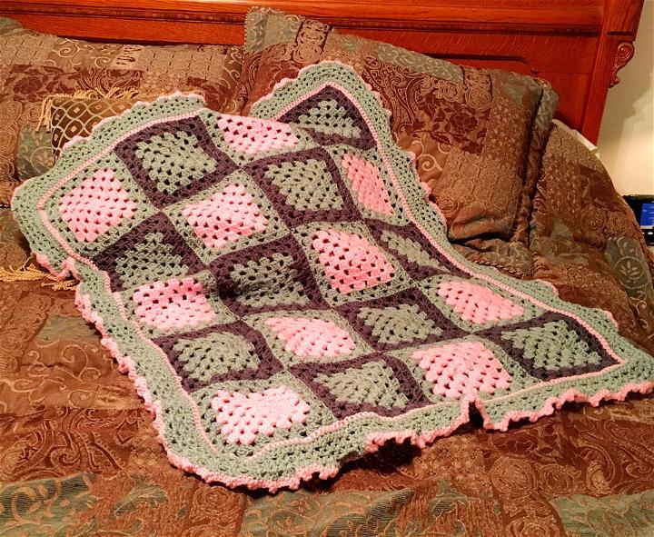 Crochet a Blushing Ruffle Granny Square Blanket