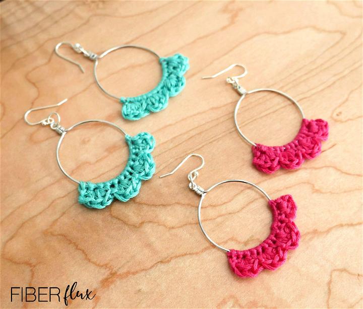 Crochet Caribbean Wave Hoop Earrings Pattern