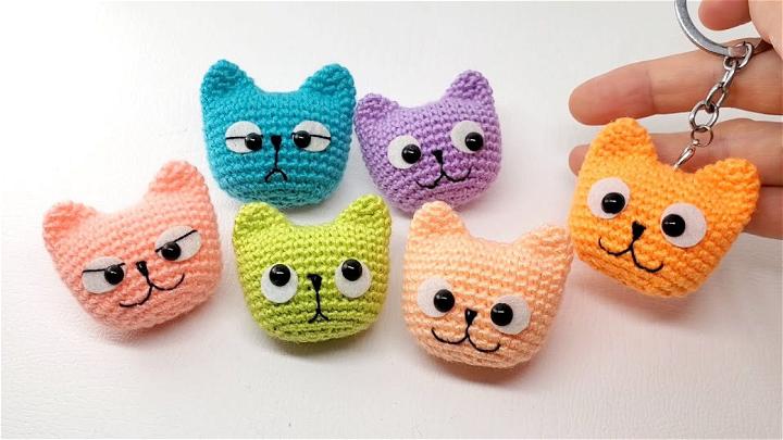 Crochet Cat Face Keychains Pattern