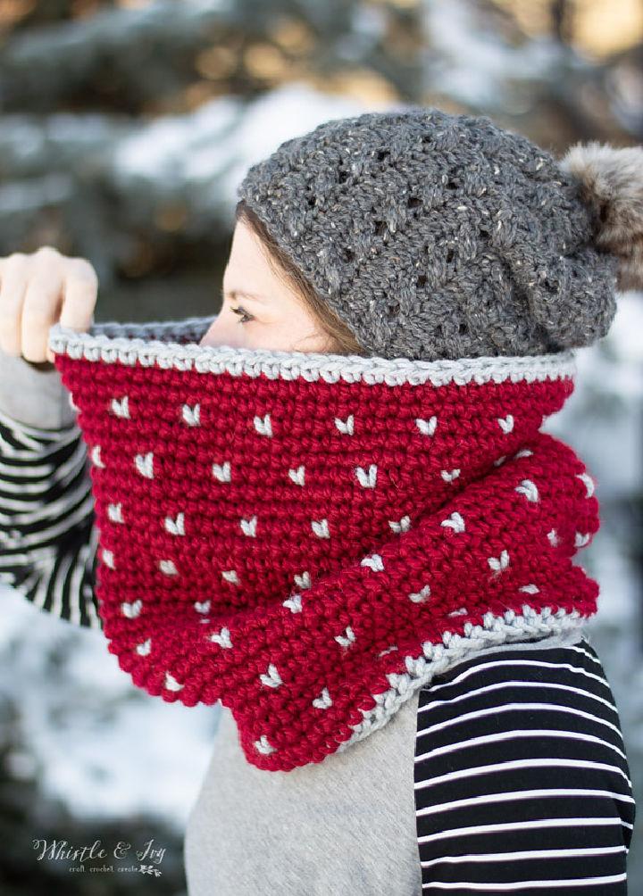 Crochet Chunky Snowfall Fair Isle Cowl Pattern