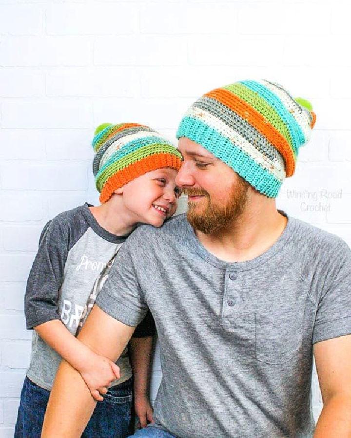 Crochet Daddy and Me Slouch Beanie Pattern