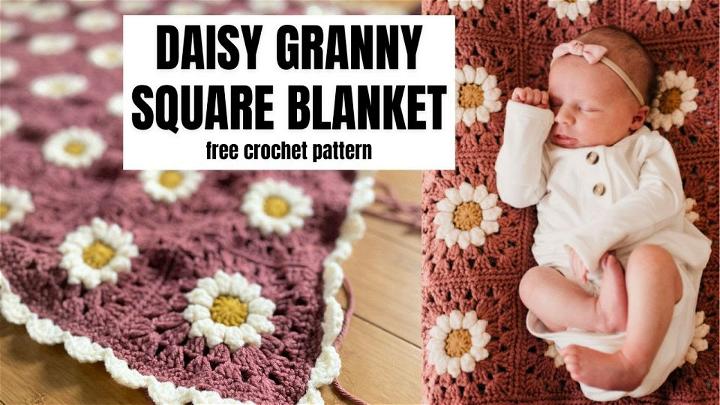 Crochet Daisy Granny Square Baby Blanket Pattern