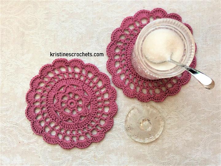 Thread Crochet Floral Doily Coaster Pattern