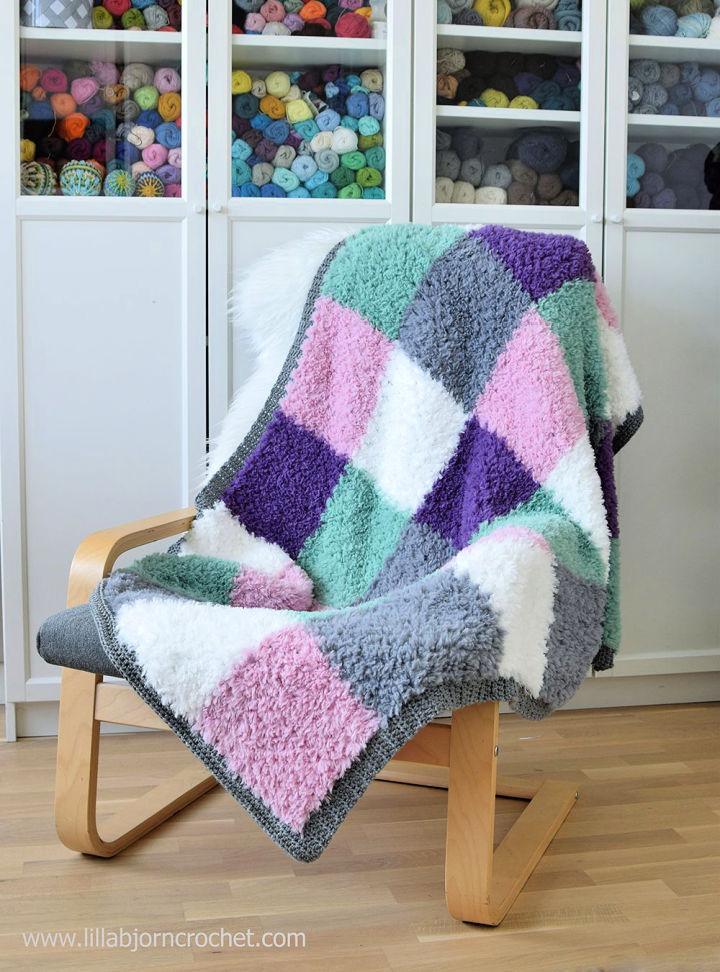 Crochet Furry Motif Squares Blanket Pattern