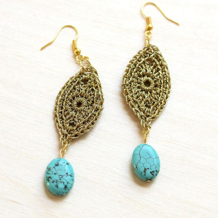 Free Crochet Gold Earrings Pattern