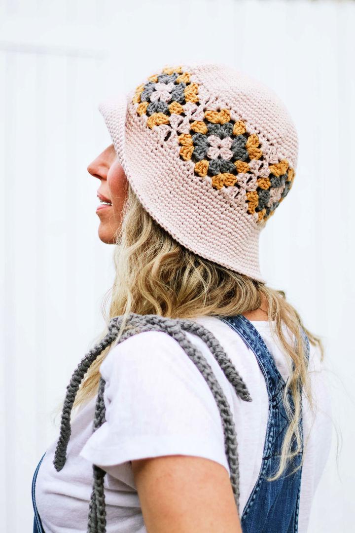 Crochet Granny Square Bucket Hat Pattern